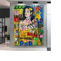 banksy michael jackson graffiti pop art canvas decor, banksy style pop art, michael jackson pop art, street graffiti wal