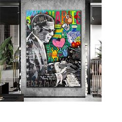 banksy ray charles graffiti pop art canvas decor, banksy style pop art, ray charles pop art , street graffiti wall art,