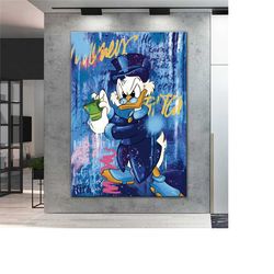 banksy scrooge mcduck pop art canvas print, mc duck pop art graffiti wall art, pop art graffiti home decor, pop art room