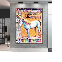 graffiti paint unicorn pop art canvas , banksy, brainwash pop art graffiti wall art, pop art graffiti home decor, pop ar