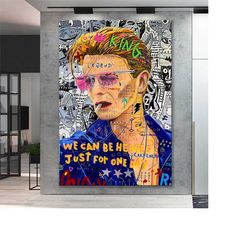 banksy david bowie graffiti pop art canvas,  david bowie pop art ,banksy style pop art, street graffiti wall art, david