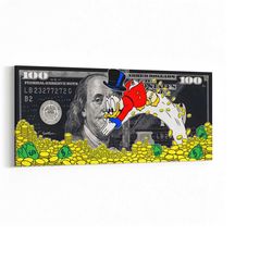 one-hundred-dollar bill , benjamin franklin colorful 100 bucks scrooge mcduck, dollar money art, wall decor, money pictu