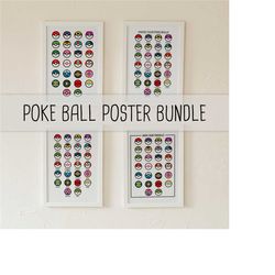 pokemon poke ball poster, pokemon wall art, pokemon poster, pokemon home decor, nostalgic gaming print, game room decor