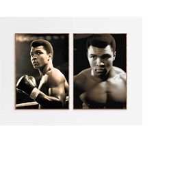 muhammad ali poster duo | motivational wall decor | printable wall art | boxing legend wall art | black and white