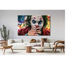 joker smoking canvas wall art poker wall decor extra large wall art dinning room decor luxury wall art comic poster man