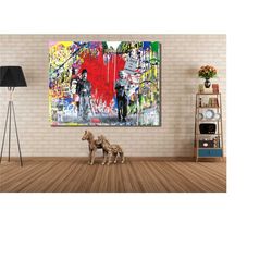 banksy canvas wall art,love heart canvas,banksy art,love wall art,banksy canvas print,banksy home decor,gift for her or