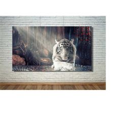 the white tiger paintings, tiger wall art, white tiger poster, tiger wall painting,white tiger canvas, tiger painting, p