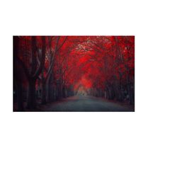 landscape (red forest)  canvas painting, landscape (red forest)  canvas print, landscape (red forest) canvas poster,home