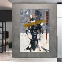 african art, abstract african wall art, woman face canvas, abstract american art, modern african canvas, home decor , re