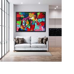 rocky balboa and apollo creed boxing match, rocky balboa art, boxing fight club canvas painting, gym & sports room wall