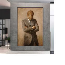 john f kennedy jfk poster old photo, president decor photo 1950s photo print man cave wall decor, ready to hang, office