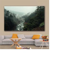 mountain nature scenery photo print for, wall art forest, large size framed canvas, housewarming gift, living room moder