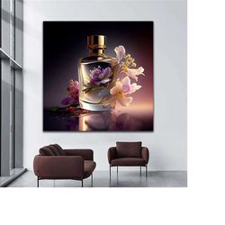 parfum canvas print, floral parfum, lavender parfum, ready to hang canvas