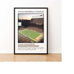 texas memorial stadium canvas wall art | ncaa print football gift | stadium print poster | framed canvas poster | digita
