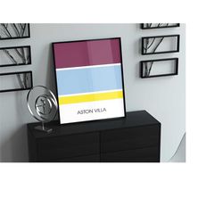 Aston Villa Print, Team Colours Football Poster, Villa Print, Villa Park, Christmas for Him, Birthday Gift, Soccer Art