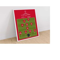 Liverpool v AC Milan Line Up Print, Miracle of Istanbul Football Poster, Anfield Stadium, Christmas For Him, Soccer Art,