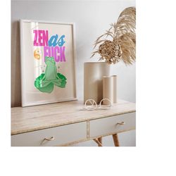 colorful frog wall art dorm decor retro wall art print quirky decor, maximalist wall art dopamine decor, funky wall art