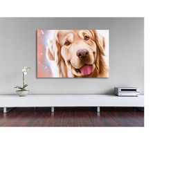 happy golden retriever print on canvas