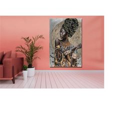 canvas wall set,african woman wall art,african woman print on canvas,african american wall art,modern wall art,extra lar