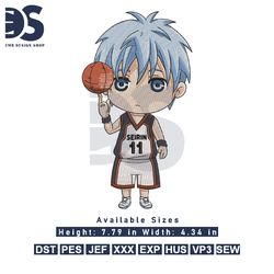 anime kuroko basketball embroidery design file, digital embroidery download, machine embroidery design, pes and dst form