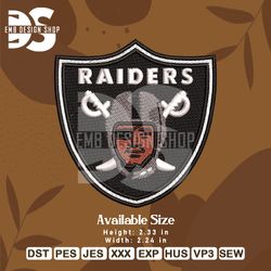 las vegas raiders embroidery design file, digital embroidery download, machine embroidery design, pes and dst format