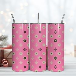 pink lv pattern tumbler, lv logo pattern, lv tumble