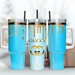 blue glitter lv 40oz tumbler wrap