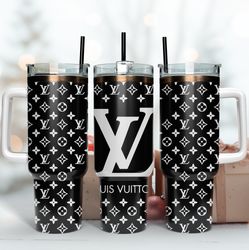 black white lv 40oz tumbler wrap design