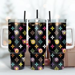 colorful lv logo 40oz tumbler wrap design