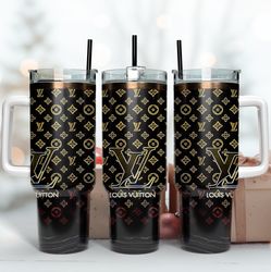 lv  logo black gold  40oz tumbler wrap design