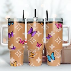 lv butterfly tumbler, butterfly pattern, 40oz tumbler