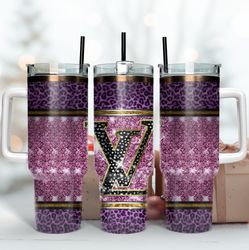 pink leopard lv pattern, leopard pattern, 40oz tumbler