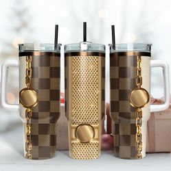 gucci pattern tumbler, golden pattern tumbller, 40oz wrap