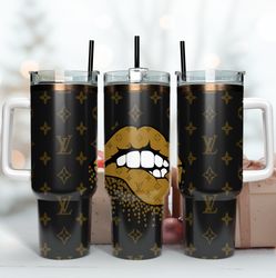 lv lips 40oz tumbler wrap design