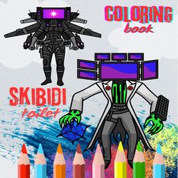 tv man skibidi toilet coloring page