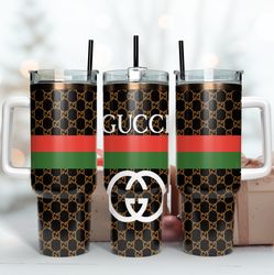 brown gucci pattern 40oz tumbler wrap