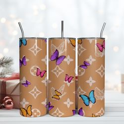 lv butterfly 20oz tumbler design