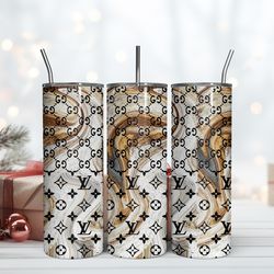 lv gucci logo pattern 20oz tumbler wraps