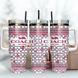 pink coach logo tumbler wrap, logo 40oz tumbler