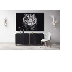 tiger canvas, tiger face canvas, black and white canvas, animals canvas, wild tiger canvas, canvas, canvas art, wall dec