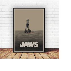 jaws movie poster canvas wall art home decor (no frame)