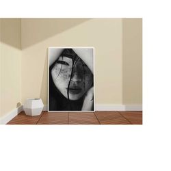 black and white woman print / pretty woman photo print / black and white woman photography print / portrait framed print