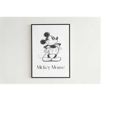 minimal mickey mouse digital art print - mickey mouse wall art simple art print for frame nursery decor minimal mickey m