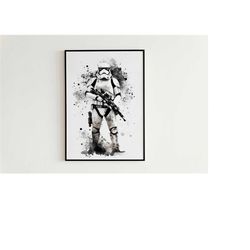 star wars stormtrooper watercolor painting - stormtrooper art print - star wars printable wall art - stormtrooper painti