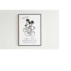 mickey mouse famous quote minimal digital art print - minimal kids room decor kids wall art mickey mouse wall art simple