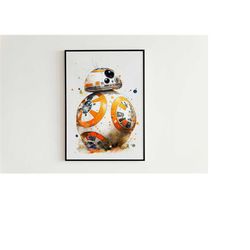 bb-8 star wars watercolor poster bb-8 print - star wars art print bb8 wall art decor - bb8 droid star wars printable ins