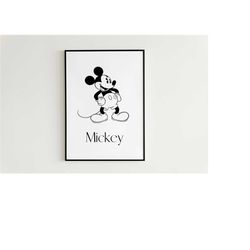 mickey mouse minimal poster - mickey mouse quote digital print kids wall art, minimal room decor, disneyland character p