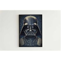 star wars darth vader schematic digital print - star wars wall art, darth vader blueprint poster, detailed star wars wal