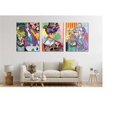 set of 3 henri matisse ready to hang canvas,the open window wall art henri matisse poster matisse gallery wall art matis