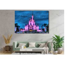 cinderella castle ready to hang canvas, disney poster, disney wall art, girls wall art,disneyland,disney wall art, castl